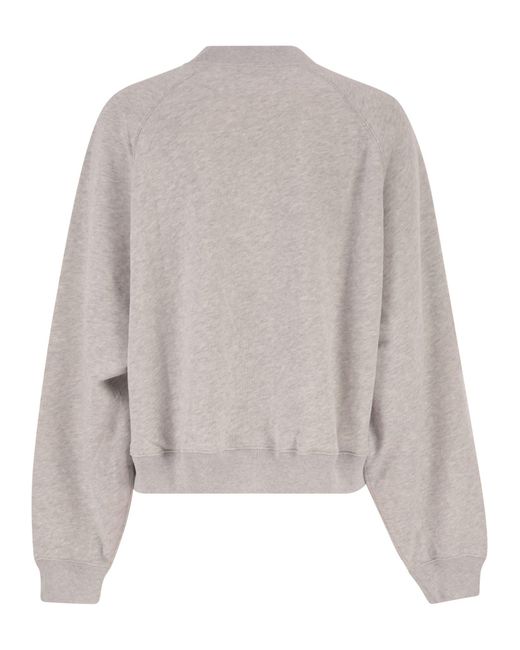 Polo Ralph Lauren White Cropped Cotton Sweatshirt With Polo Bear Print