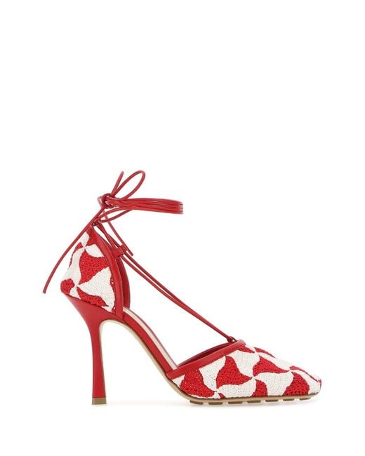 Bottega Veneta Red Two Tone Stretch Crochet Sandals for men