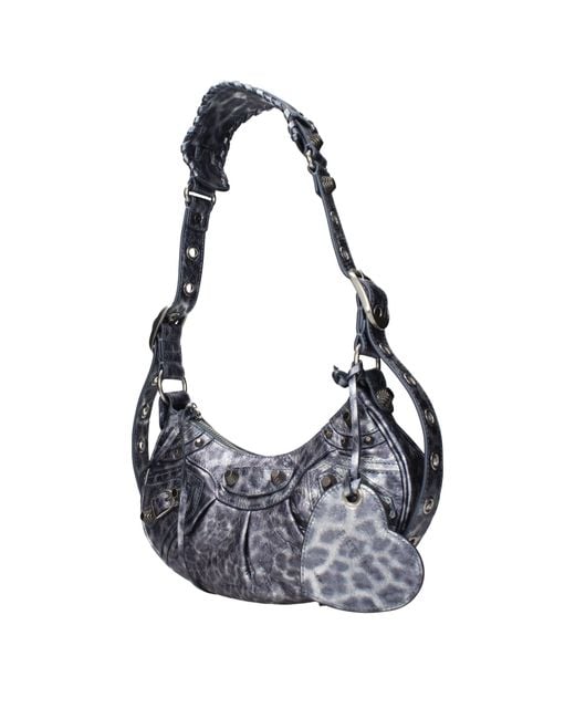 Balenciaga Gray Le Cagole Shoulder Bags Leather