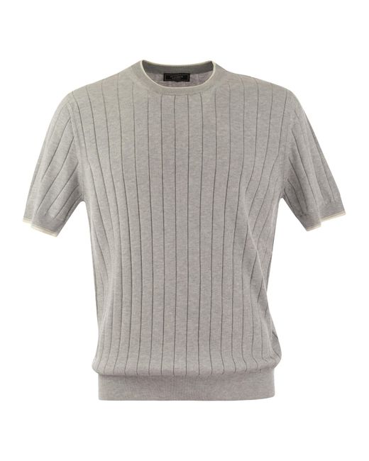 Peserico Gray T -Shirt in reinem Baumwoll -Crépe -Garn