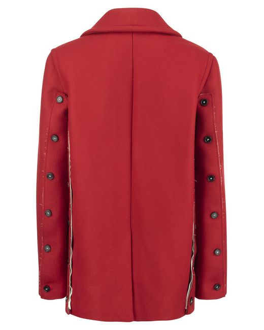 Marni Double Breasted Wol Coat in het Red