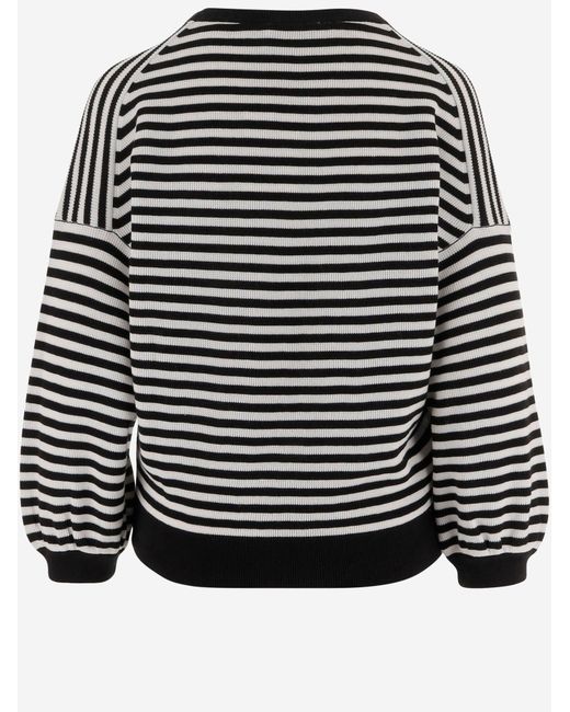 Bruno Manetti Black Cotton Striped Knit