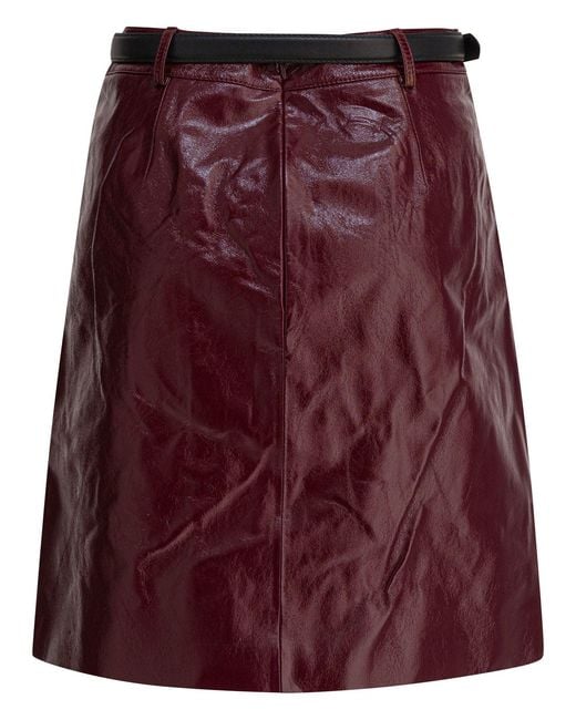 Self-Portrait Purple Leather Miniskirt