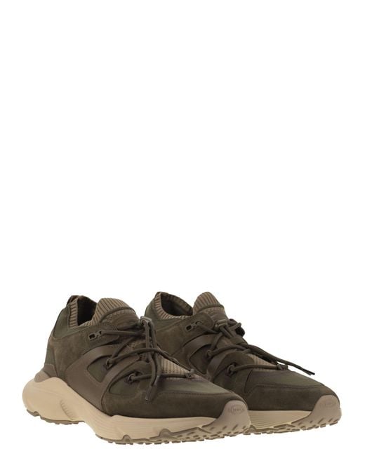 Tod's Brown Leather And Technical Fabric Sneakers for men