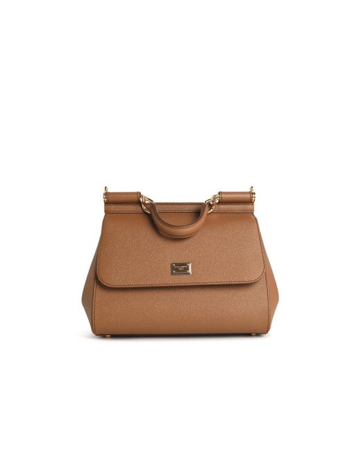 Dolce & Gabbana Brown 'Sizilien' Camel Lear -Tasche