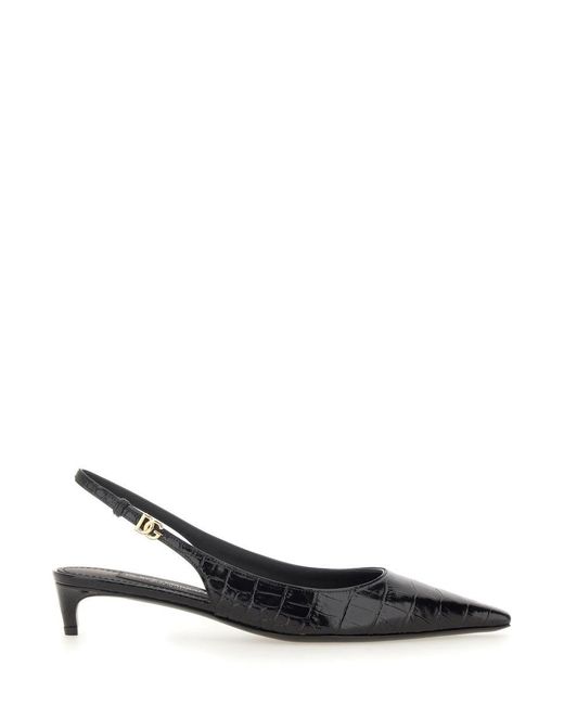 Dolce & Gabbana White Slingback With Logo Pumps