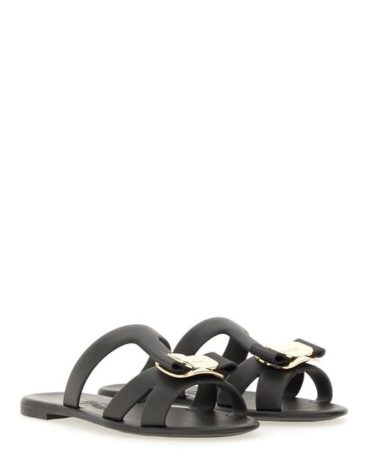 Ferragamo Black Solid New Vara Sandals