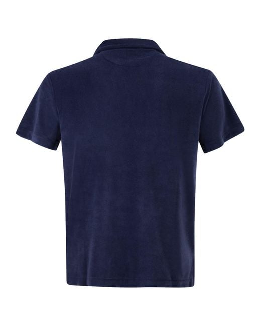 Polo Ralph Lauren Blue Cotton Terry Polo Shirt With Embroidered Logo