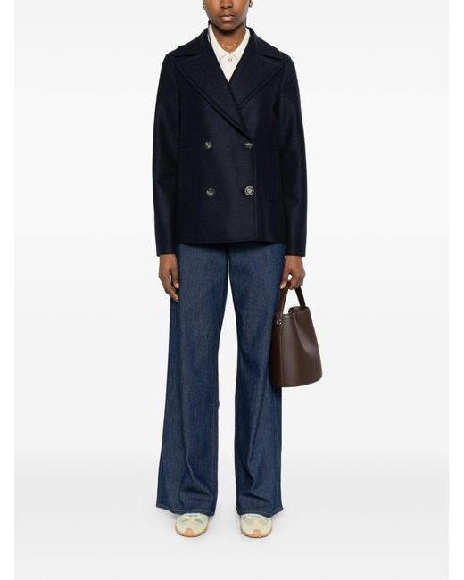 Harris Wharf London Blue Wool Coat