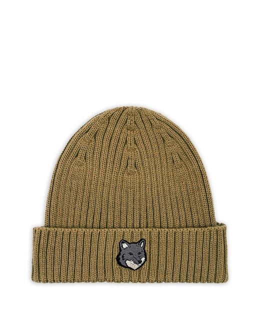 Maison Kitsuné Green Fox Head Large Beanie for men