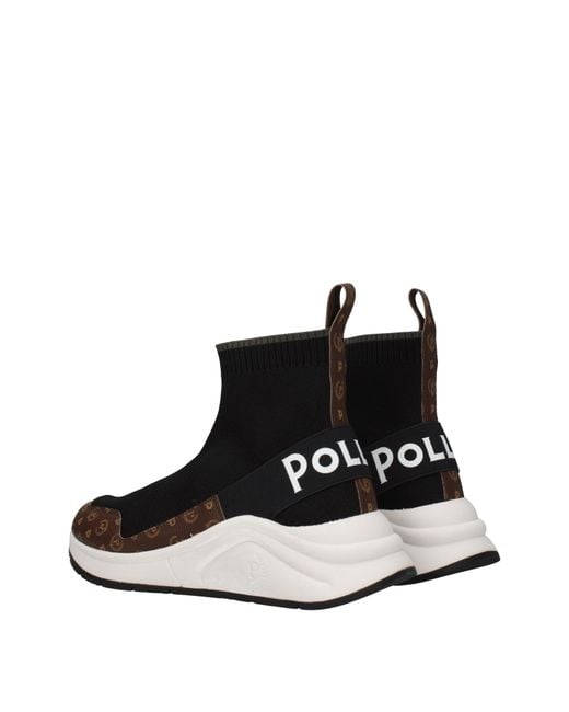 Pollini Black Sneakers Donna Tessuto Marrone/Nero