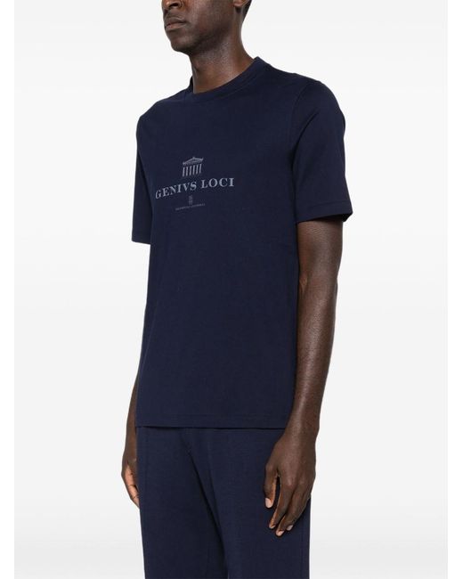Brunello Cucinelli Katoenen T-Shirt Met Grafische Print in het Blue voor heren