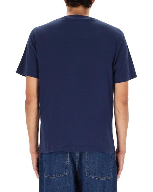 Autry X Maison Kitsune Blue T-shirt With Logo