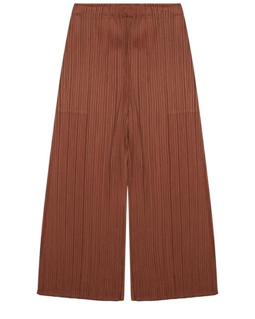 Pleats Please Issey Miyake Brown Effortless Pleated Trousers For