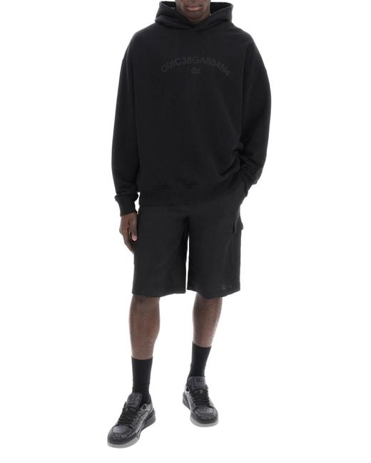 Sweat à capuche avec imprimé logo Dolce & Gabbana pour homme en coloris Black