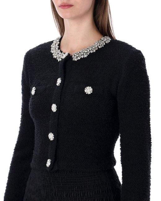 Self-Portrait Black Crystal Trim Cardigan