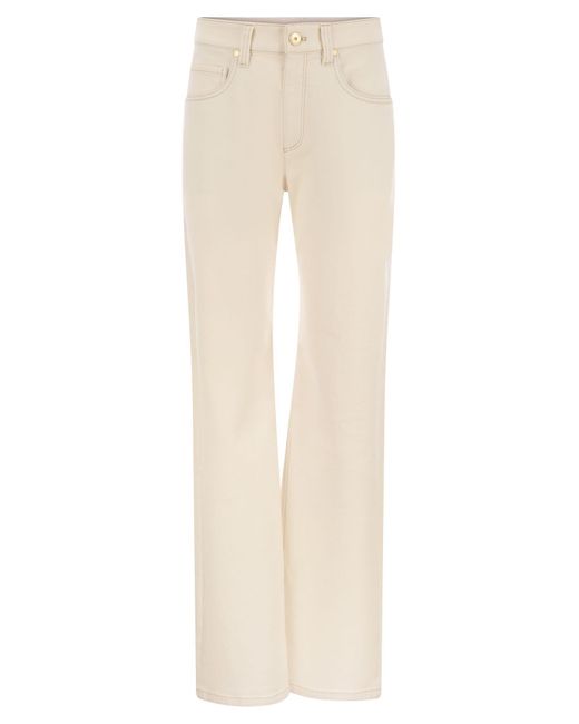Pantalones sueltos en prendas teñidas de mezclilla con pestaña brillante Brunello Cucinelli de color Natural