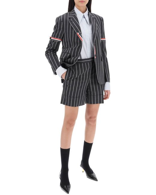 Thom Browne Striped Tailoring Shorts in het Gray