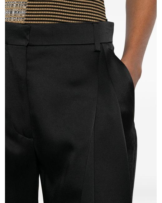 Stella McCartney Black Pleated Satin Trousers