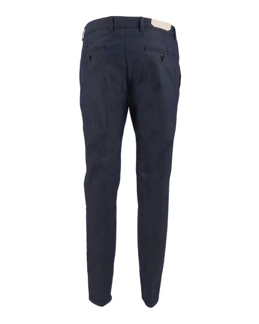 BRIGLIA Blue Tailored Slim Fit Textured Straight-Leg Pants for men