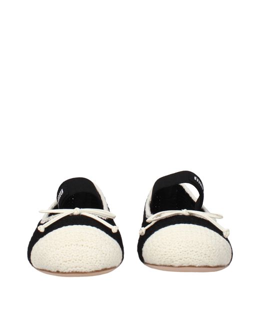Miu Miu Black Ballerina Shoes Fabric/Ivory