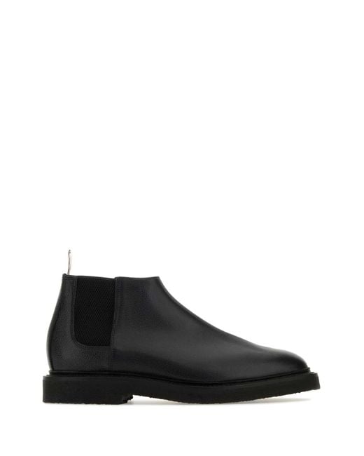 Thom Browne Black Leather Chelsea Boots for men