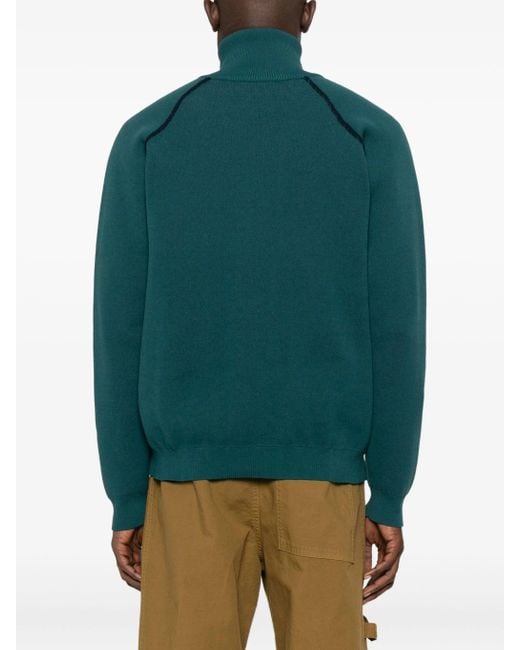 1989 STUDIO Green Full Zip Raglan Sweater for men
