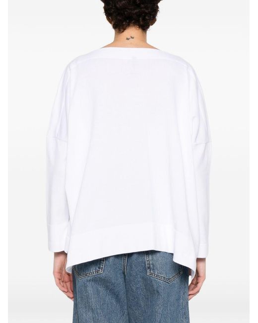 Daniela Gregis White Baumwollpullover mit U-Boot-Ausschnitt