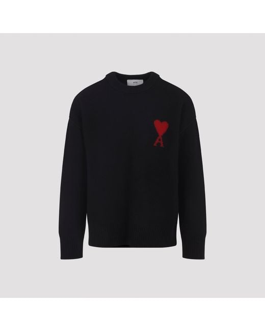 AMI Black Adc Crewneck Sweater for men