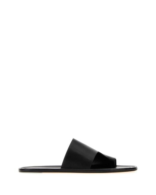 The Row Black Slip On Slides