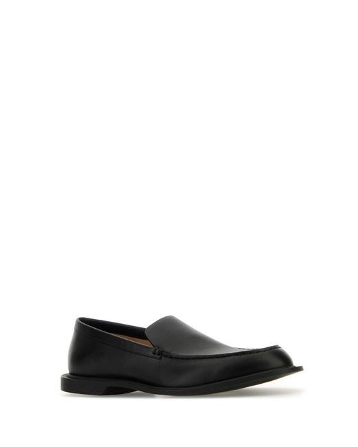 The Row Black Leather Nic Loafers