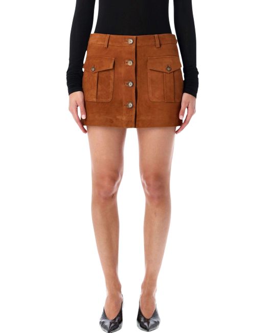 THE GARMENT Orange Suede Mini Skirt With Buttons