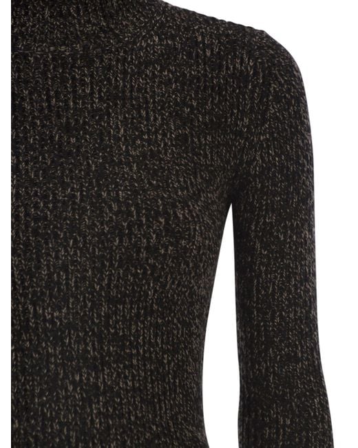 Max Mara Black Azulene1234 Wool And Cashmere Mouliné Turtleneck Jumper