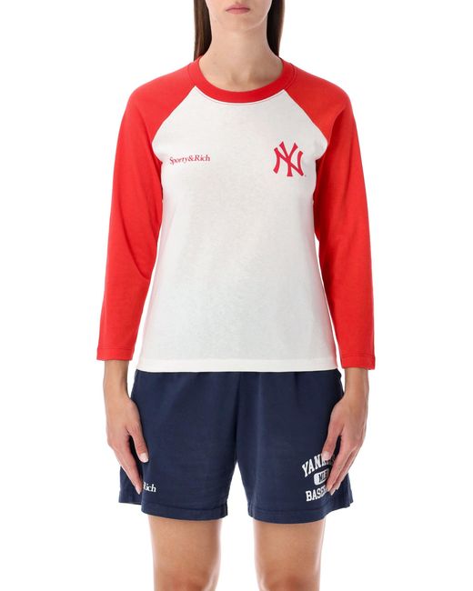 Sporty & Rich Red Sporty & Rich Yankees Two-Tone Baseball Tee