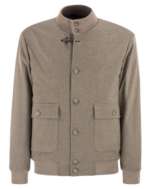 Fay Brown Virgin Wool Bomber Jacket for men