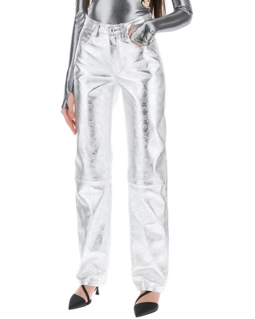 Pantalones de lunagrama marino serre en cuero laminado MARINE SERRE de color White