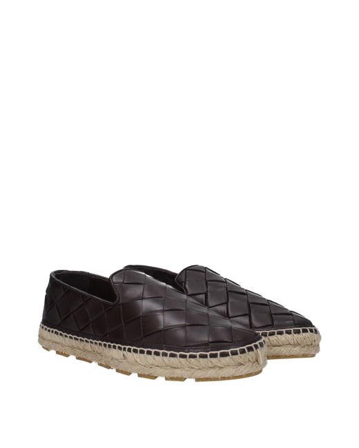 Bottega Veneta Black Jack Leather Espadrilles/Dark Chocolate
