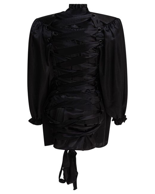 Balenciaga Black Lace-Up Blouse