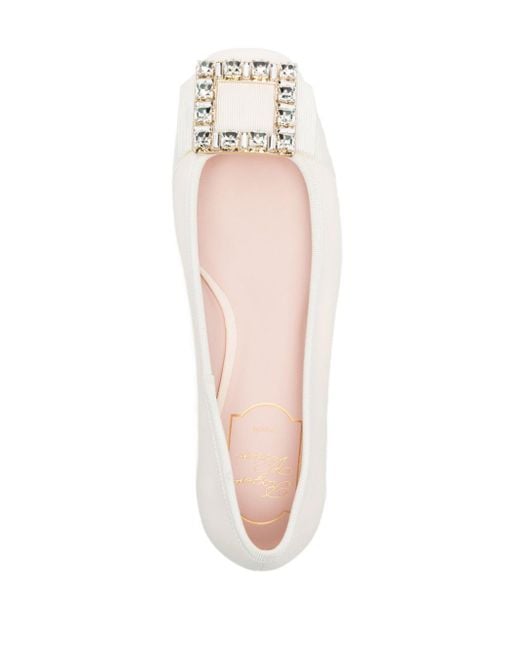 Roger Vivier Natural Très Vivier Leather Ballet Flats