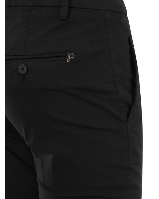 Perfect Slim Fit Gabardine Gabardine pantaloni di Dondup in Black