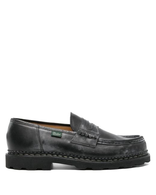 Paraboot Black Reims Leather Loafers