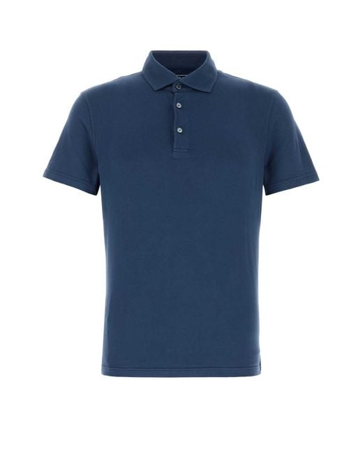 Fedeli Blue Stretch Cotton Polo Shirt