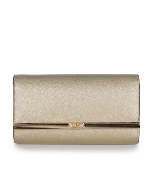 "Mona" Frizione Fatta Di Pelle Marteonata di Michael Kors in Natural