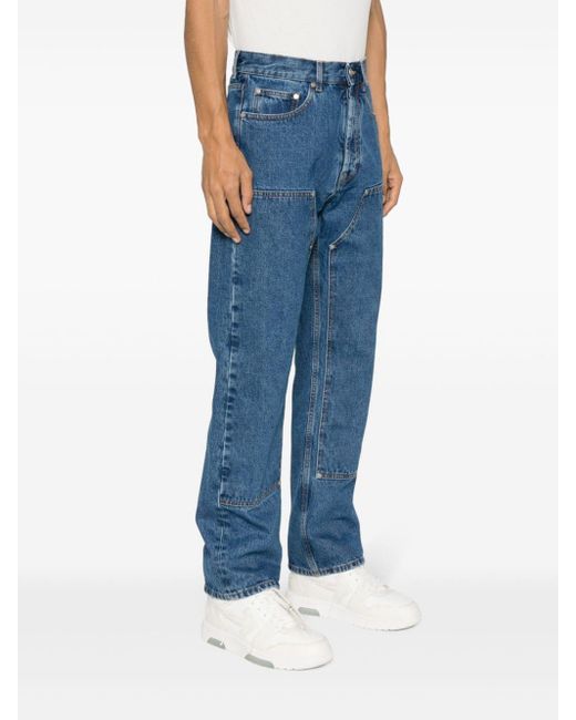 Palm Angels Gerade Jeans Mit Logo-Prägung in Blue für Herren