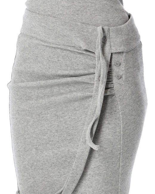 OTTOLINGER Gray Ribbed Mini Skirt With Asymmetric Hem And Deconstructed Straps