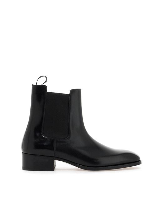 Tom Ford Black Leather Chelsea Ankle Boots