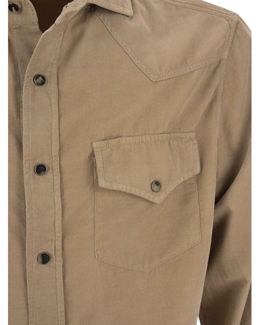 Brunello Cucinelli Natural Easy Fit Cord -Hemd