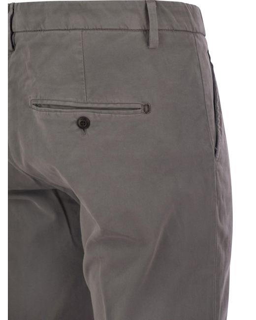 Dondup Gray Gaubert Slim Fit Gabardine Trousers for men