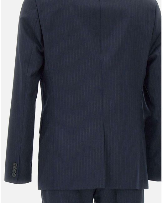 Blue Wool Pinstripe Suit Boss pour homme