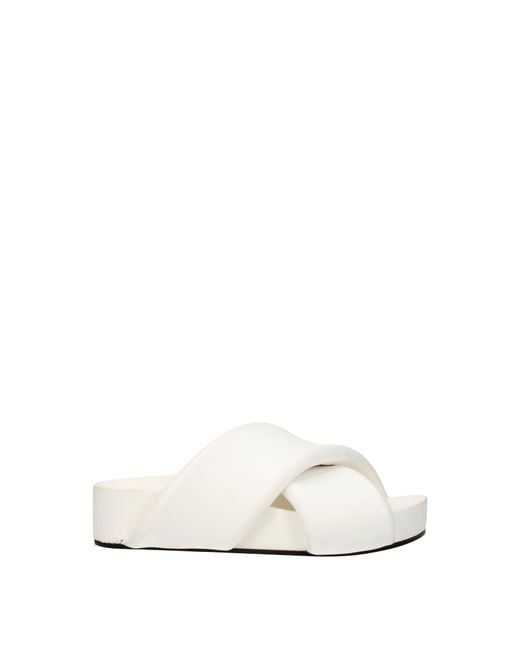 Jil Sander White Pantoffeln und Hufe Frauen Leder weiß/optisch Weiß